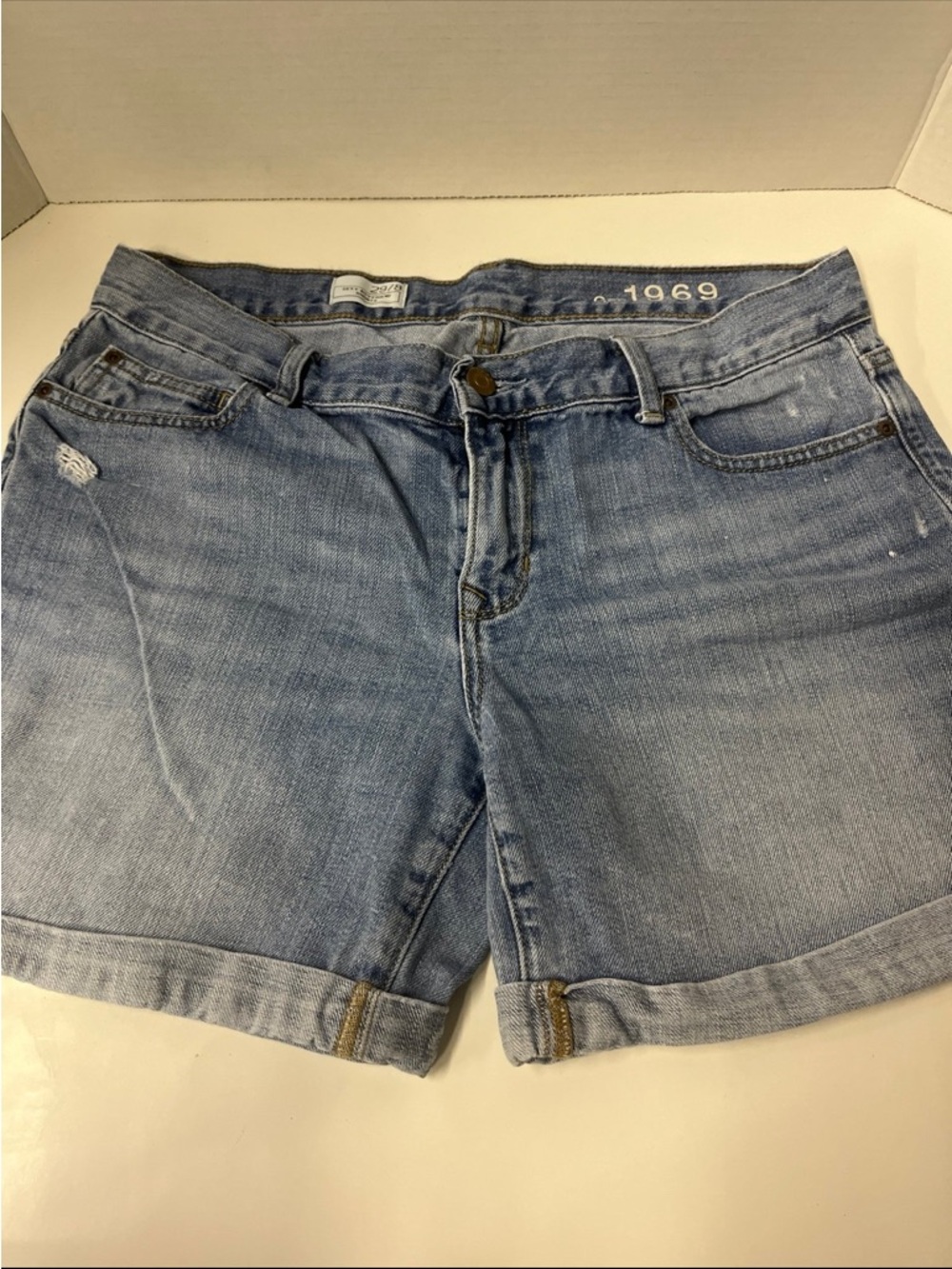 GAP Light Blue Denim Rolled-Hem Shorts